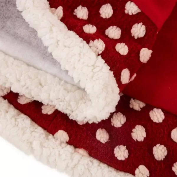 Glitzhome 48 in. D Fabric Christmas Tree Skirt in Pompom