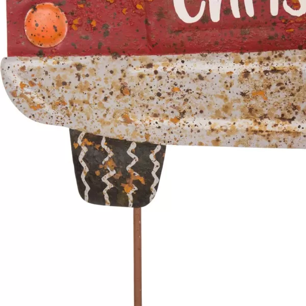 Glitzhome 31.89 in. H Rusty Metal Christmas Truck Yard Stake or Standing Decor or Wall Decor