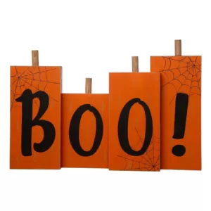 Glitzhome 20 in. L Halloween Wooden Boo Standing Decor