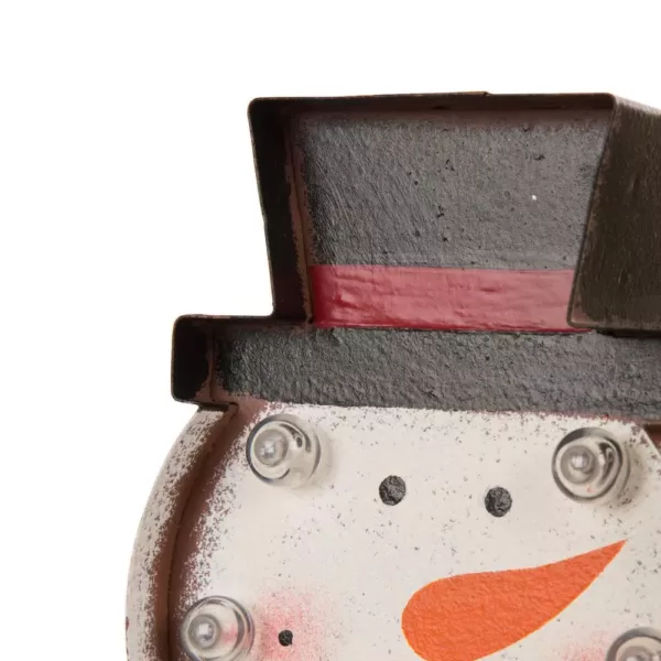 Glitzhome Marquee LED Snowman Head Stocking Holder