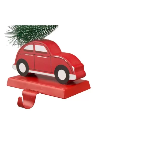 Glitzhome 5.31 in. H Wooden/Metal Red Car Stocking Holder