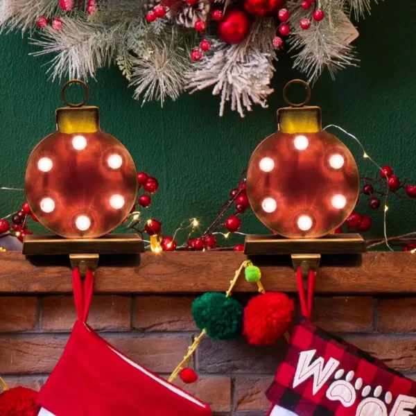 Glitzhome 2-Pack Marquee LED Ornament Stocking Holder