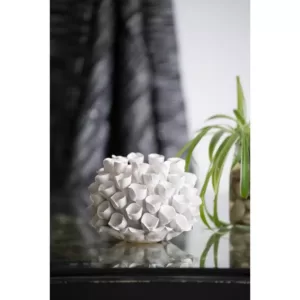 A & B Home Open Coral Gloss White Ceramic Candle Holder