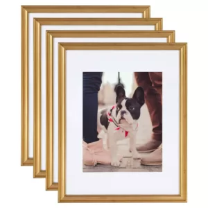 Kate and Laurel Adlynn 11 in. x 14 in. matted to 8 in. x 10 in. Gold Picture Frames (Set of 4)