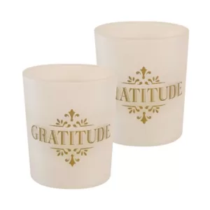 LUMABASE Gold Gratitude Battery Operated LED Candles (2-Count)
