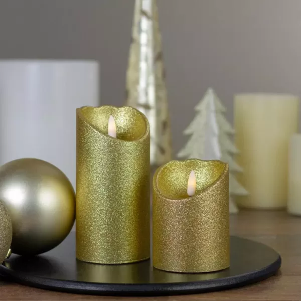 Northlight 4 in. Gold Glitter Flameless Battery Operated Christmas Decor Candle