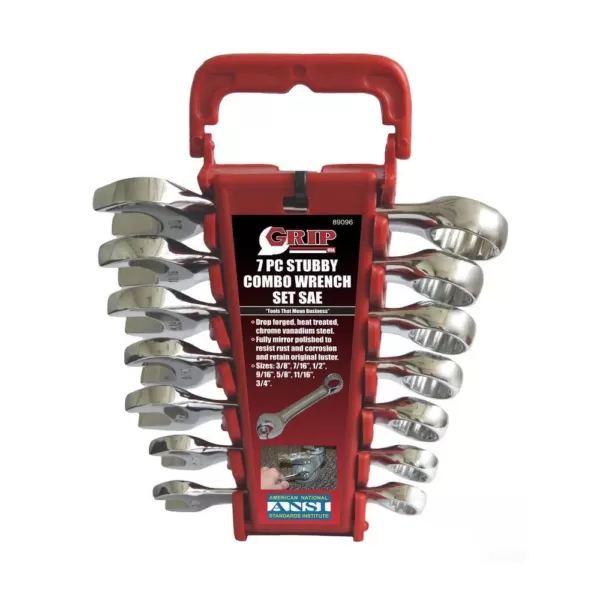 Grand Rapids Industrial Products Grip Stubby Combination SAE Wrench Set (7-Piece)