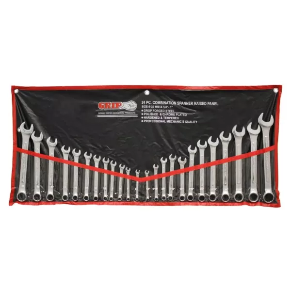 Grand Rapids Industrial Products Grip MM/SAE Chrome Plated Combination Wrench Set (24-Piece)