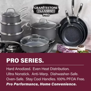 GRANITESTONE Professional 13-Piece Aluminum Hard Anodized Diamond and Mineral Coating Ultimate Nonstick Premium Cookware Set