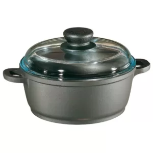 Berndes Tradition 2.5 qt. Round Cast Aluminum Nonstick Dutch Oven in Gray with Glass Lid