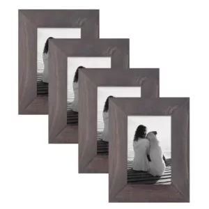 DesignOvation Museum 4 in. x 6 in. Gray Picture Frame (Set of 4)