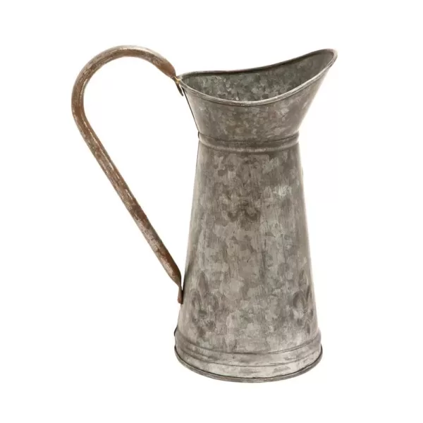 LITTON LANE 10 in. x 12 in. Gray and Rust Brown Hammered Tin Watering Jug