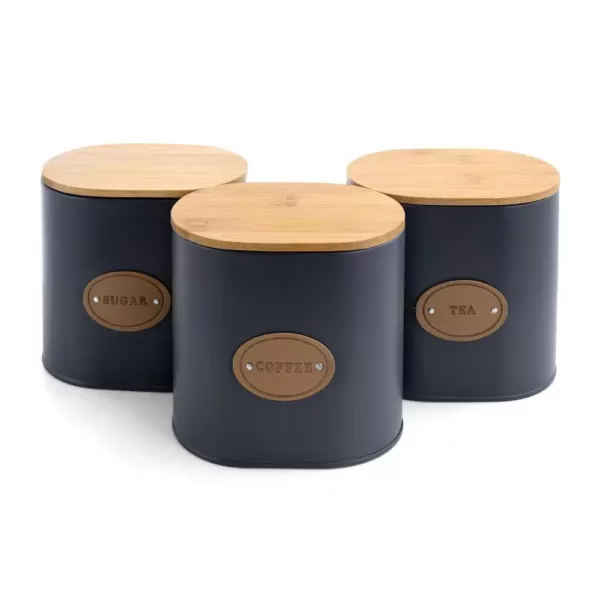 MegaChef Kitchen Food Storage and Organization 5-Piece Canister Set with Bamboo Lids