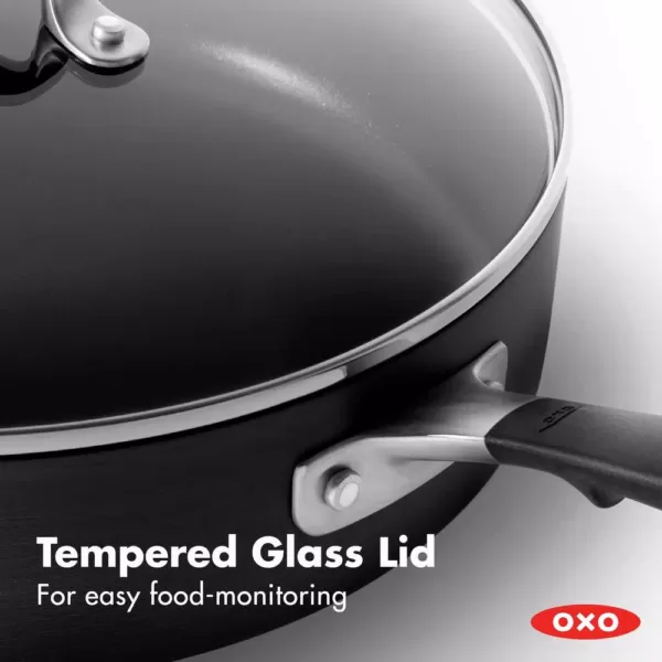 OXO Good Grips 9.5 in. Hard-Anodized Aluminum Nonstick Skillet in Gray with Glass Lid