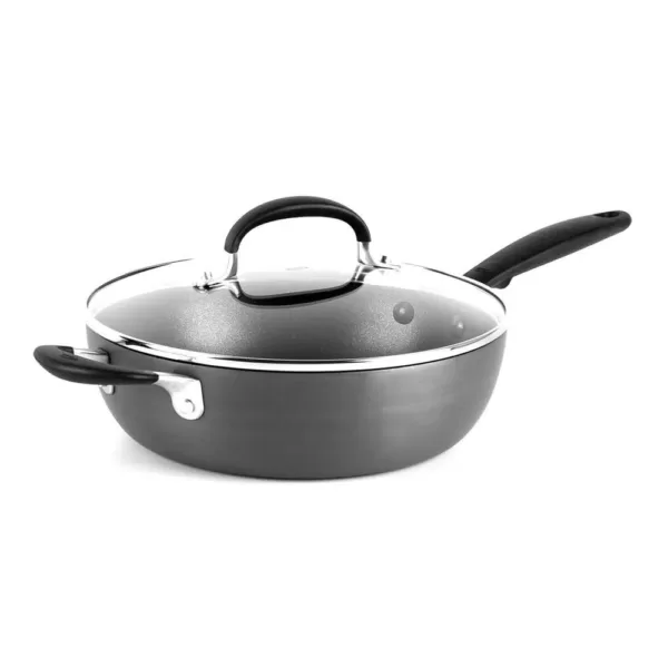 OXO Good Grips 9.5 in. Hard-Anodized Aluminum Nonstick Skillet in Gray with Glass Lid