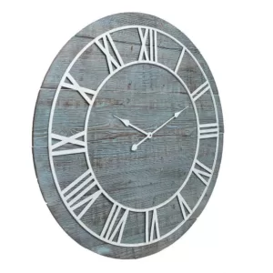 Pinnacle Wood Plank Frameless Washed Gray Wall Clock