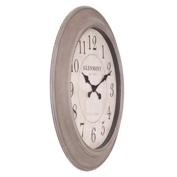 Pinnacle Woodgrain Circle Washed Grey Wall Clock
