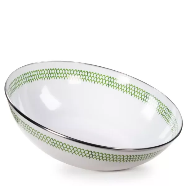 Golden Rabbit Green Scallop 5 qt. Enamelware Round Catering Bowl