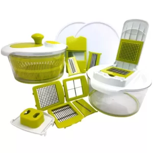 MegaChef 10-in-1 Multi-Use Salad Spinner with Slicer, Dicer and Chopper
