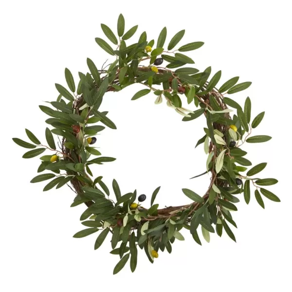 Nearly Natural 16 in. Olive Artificial Wreath