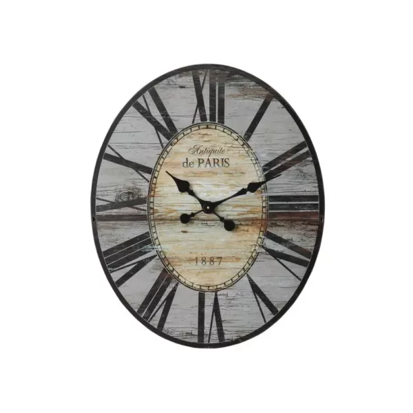 3R Studios Distressed Grey Wood Wall Clock