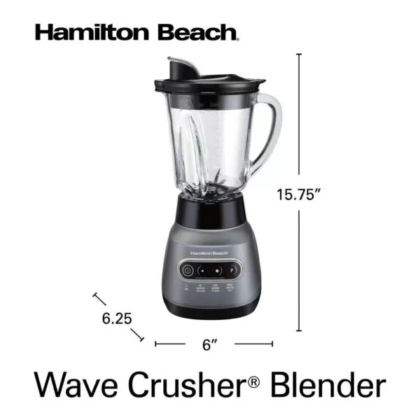Hamilton Beach Wave Crusher 40 oz. 6-Speed Gray Blender with 20 oz. Travel Jar