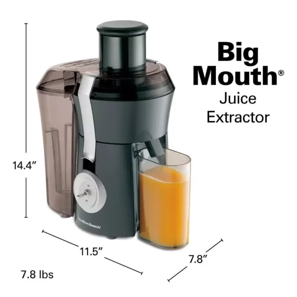 Hamilton Beach Big Mouth 825 W 20 oz. Grey Juice Extractor