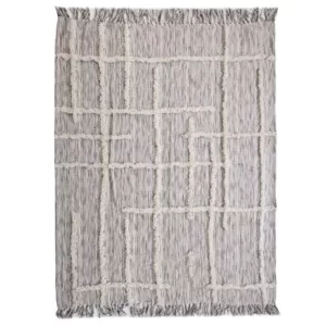LR Resources Linework 50 in. x 60 in. Gray/Natural Decorative Throw Blanket