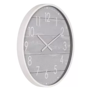 Pinnacle 28 in. Gray Washed Wood Plank Round Wall Clock
