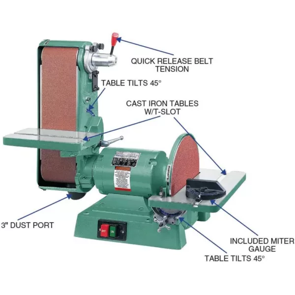 Grizzly Industrial 6 in. x 48 in. Belt 12 in. Disc 1725 RPM Combination Sander