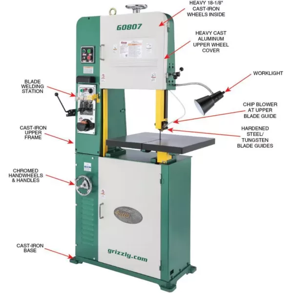 Grizzly Industrial 18" Variable-Speed Vertical Metal-Cutting Bandsaw