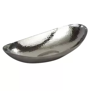 Elegance 14.5 in. Long Stainless Steel Hammered Oval Bowl