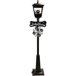 Haunted Hill Farm 71 in. Black Wicked Witch Lamp Post with Animation and Spooky Music