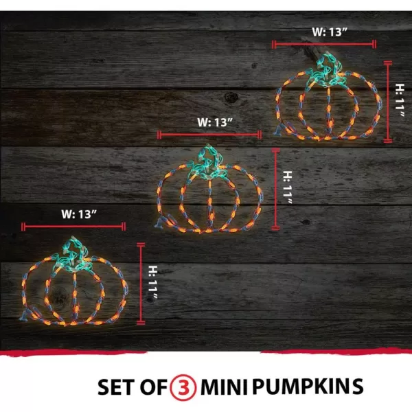 Haunted Hill Farm Mini Pumpkins Indoor/Outdoor LED Halloween Window Lights (Set of 3)