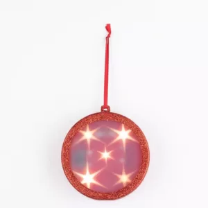 Haute Decor 4 in. Red Lighted Holographic Ornament (1-Pack)