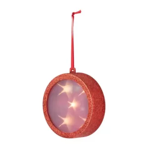 Haute Decor 4 in. Red Lighted Holographic Ornament (1-Pack)