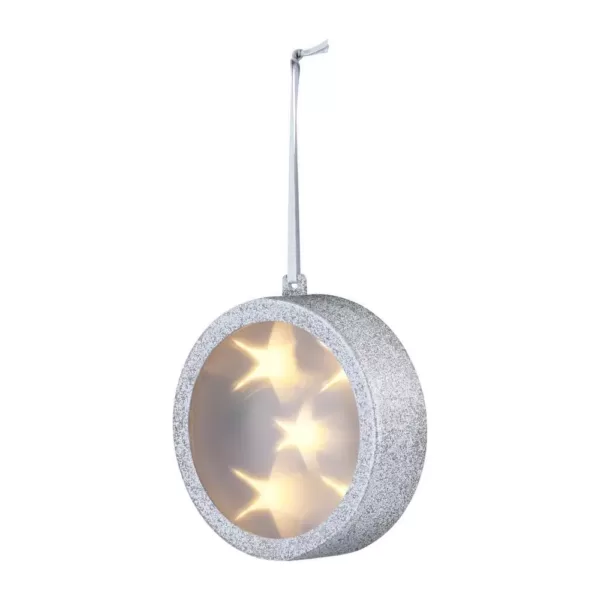 Haute Decor 4 in. Silver Lighted Holographic Ornament (1-Pack)