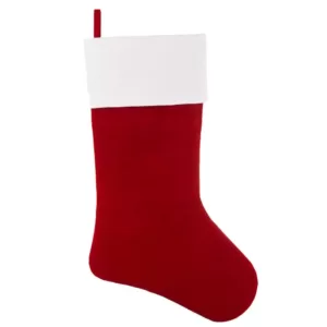 Haute Decor HangRight 18.7 in. Red and White Polyester Deluxe Stocking