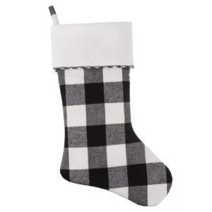 Haute Decor HangRight 18.7 in. Black and White Polyester Buffalo Check Stocking
