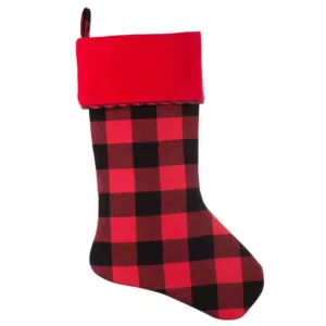 Haute Decor HangRight 18.7 in. Red and White Polyester Buffalo Check Stocking (4-Pack)