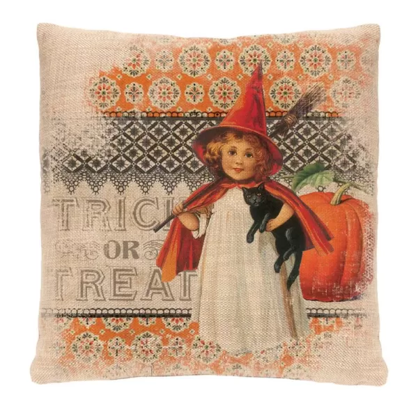 Heritage Lace Victorian Halloween Natural Graphic Polyester 18 in. x 18 in. Throw Pillow