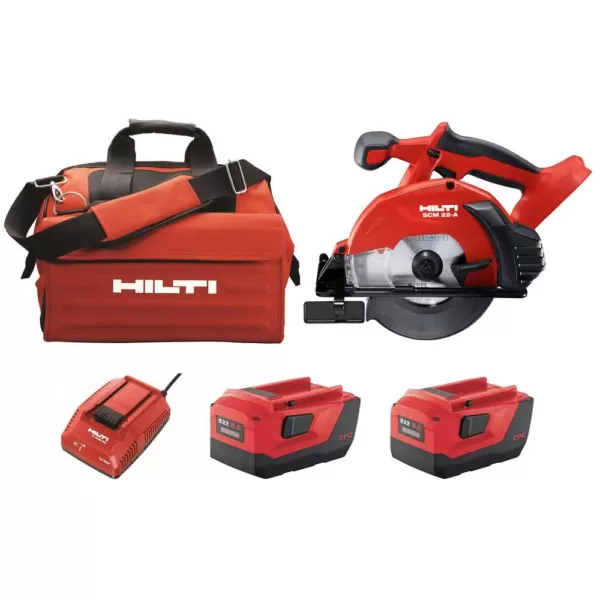 Hilti 22-Volt Lithium-Ion Cordless Circular Saw Kit, Two 8.0 Ah Batteries, Charger and Bag