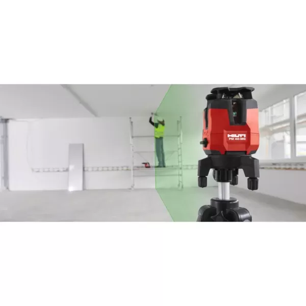 Hilti PM 40-MG 130 ft. Multi-Line Green Laser with Receiver, Wall Mount and Adapter