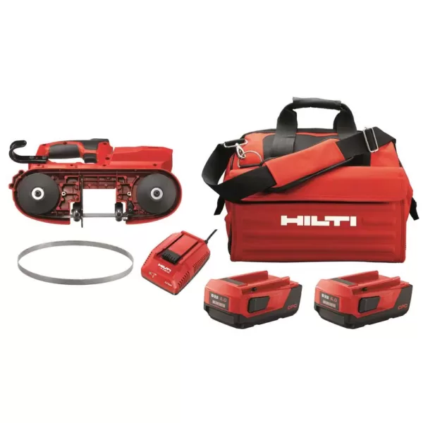 Hilti 22-Volt SB 4 Lithium-Ion Cordless Band Saw with Two 4.0 Ah Batteries, Charger, Rafter Holder, 10/14 TPI Blade and Bag