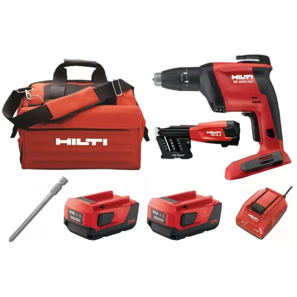 Hilti 22-Volt SD 4500 Lithium-Ion Cordless 1/4 in. Drywall Screwdriver with 4.0 Ah Batteries, Magazine, Charger, Bit and Bag