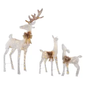 Home Accents Holiday Sweet Serenity 63 in. Deer, 36 in. Doe and 28 in. Fawn Pre-Lit LED Yard Decor Set
