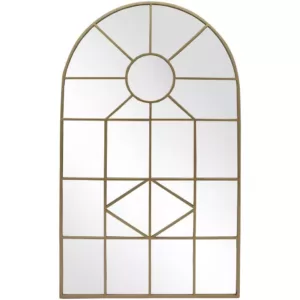 Home Decorators Collection Medium Arched Gold Windowpane Classic Accent Mirror (39 in. H x 24 in. W)