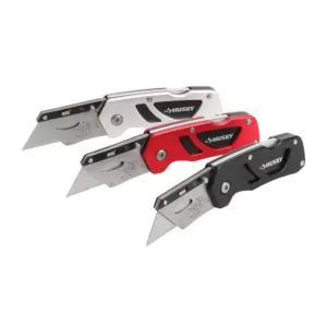 Husky Compact Folding Lock-Back Utility Knife (3-Piece)