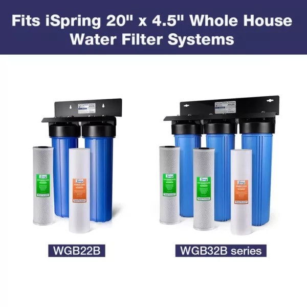 ISPRING 20 Micron 20 in. Big Blue Whole House Water Filter with 4.5 in. x 20 in. Sediment (2-Pack)
