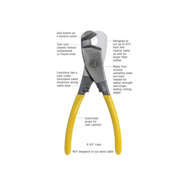 Jonard Hardline COAX and Fiber Cable Cutter, Up to 3/4 in. Dia